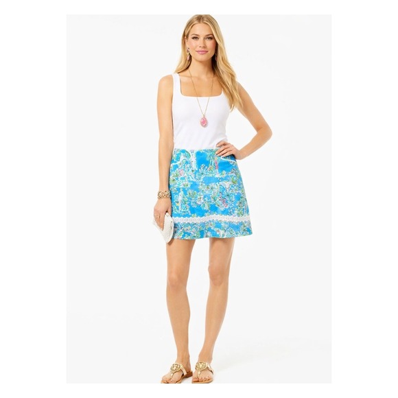 Lilly Pulitzer Dresses & Skirts - Lilly Pulitzer Originals RARE Jungle Glam Mini Skirt Women 10 Blue Vintage EUC